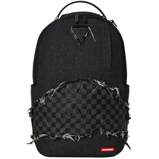Zaino Sprayground Black Denim Tear Shark Backpack UNICO