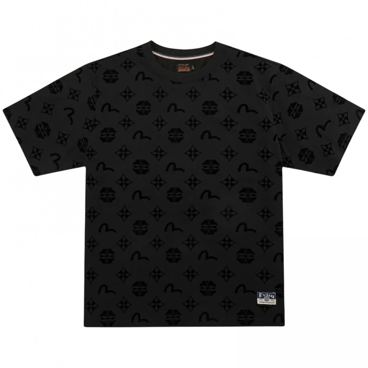 Maglietta Evisu Flocking Kamon NERO
