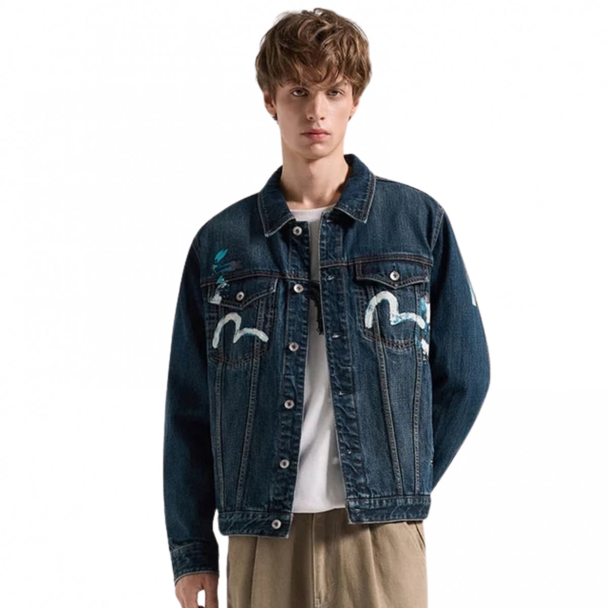 Giacca Evisu Handbrush Printed Daicock Denim Jecke UNICO