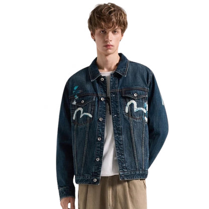Giacca Evisu Handbrush Printed Daicock Denim Jecke UNICO