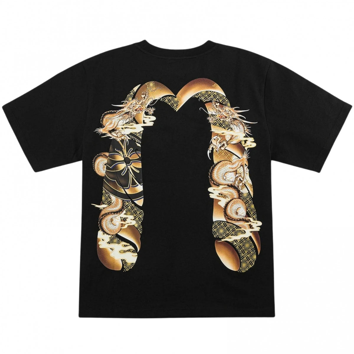 Maglietta Evisu Wave & Whale Daicock Printed Ss Te NERO