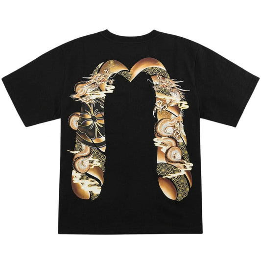 Maglietta Evisu Wave & Whale Daicock Printed Ss Te NERO