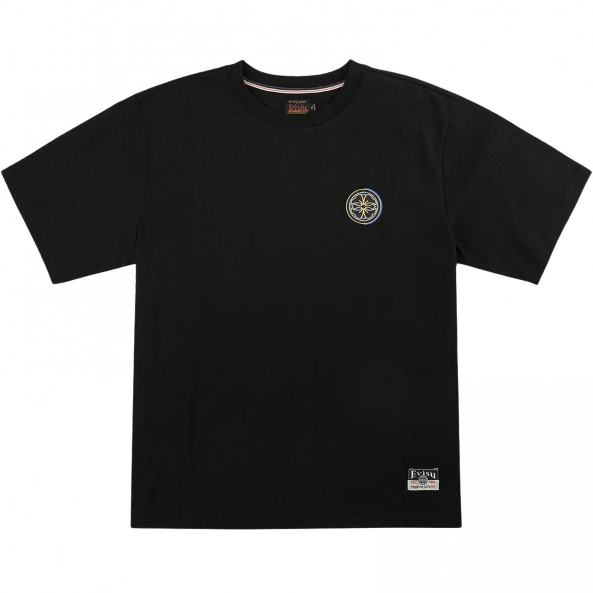 Maglietta Evisu Wave & Whale Daicock Printed Ss Te NERO