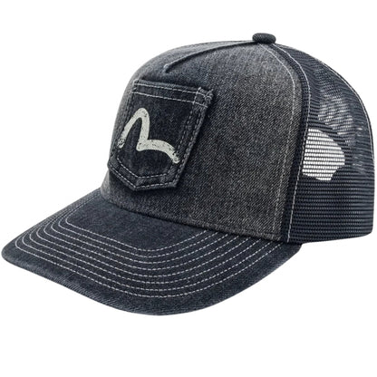 Cappello Evisu Washed Denim Cap NERO