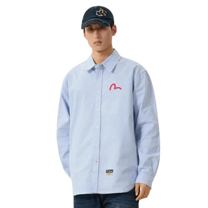 Camicia Evisu Ls Oxford Shirt W/ Red Seagull Prin BLU