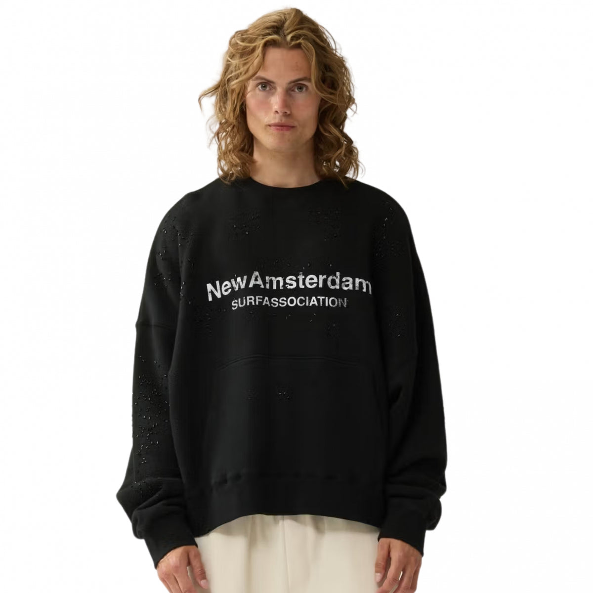 Felpa NASA Worked Logo Crewneck Strass BIANCO