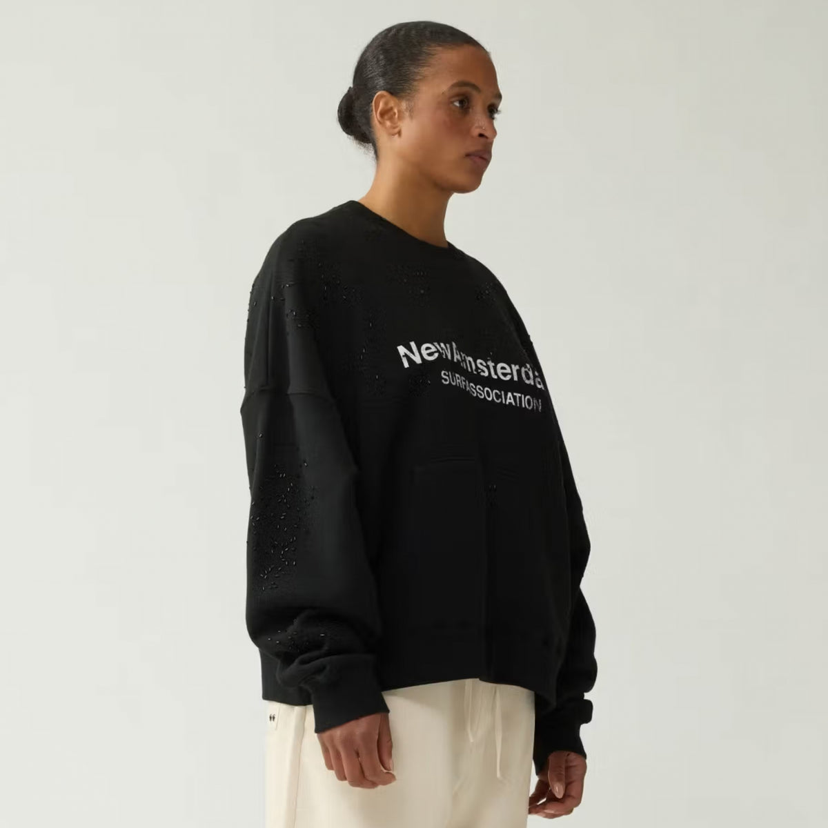 Felpa NASA Worked Logo Crewneck Strass BIANCO