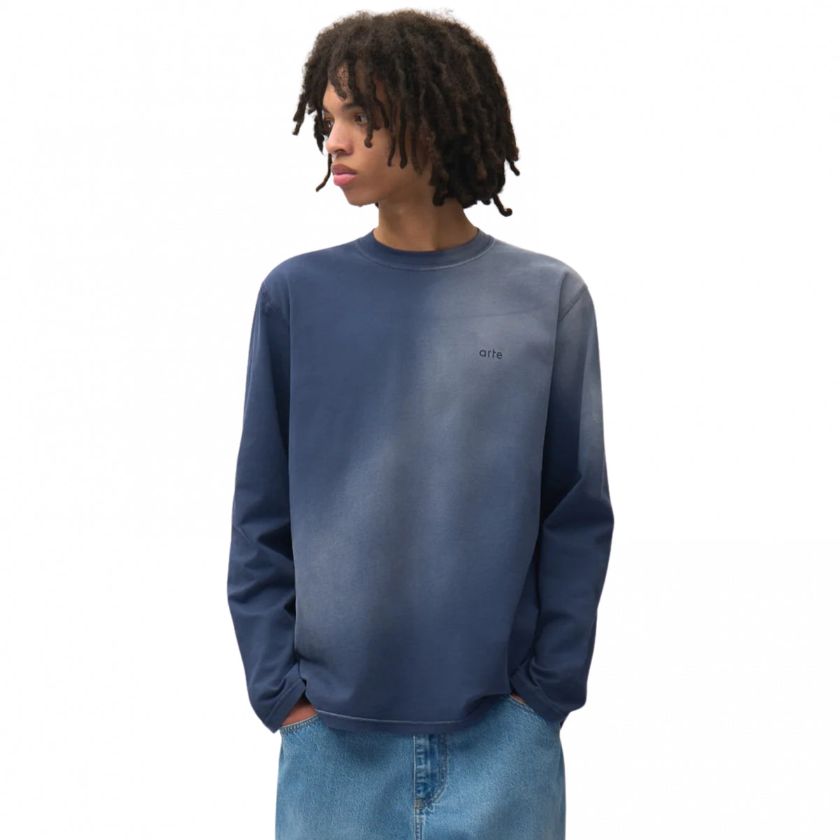 Maglietta Arte Stencil Sunfade Longsleeve BLU NAVY