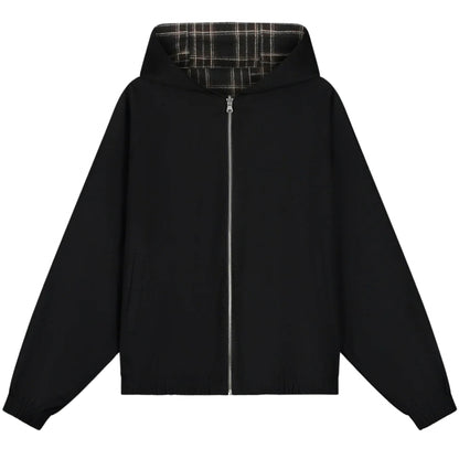 Giacca Arte Reversible Plaid Hooded Jacket NERO