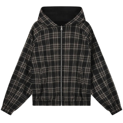 Giacca Arte Reversible Plaid Hooded Jacket NERO