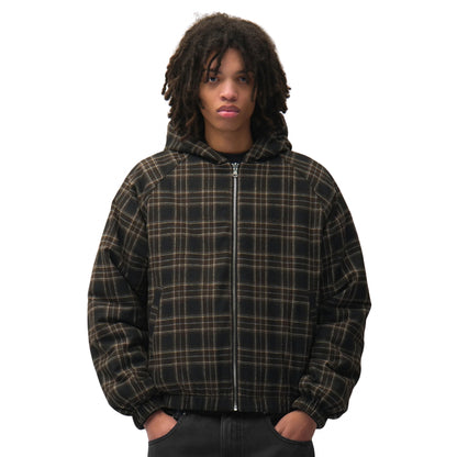 Giacca Arte Reversible Plaid Hooded Jacket NERO