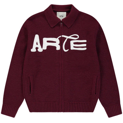 Cardigan Arte Stencil Zip Cardigan BORDEAUX