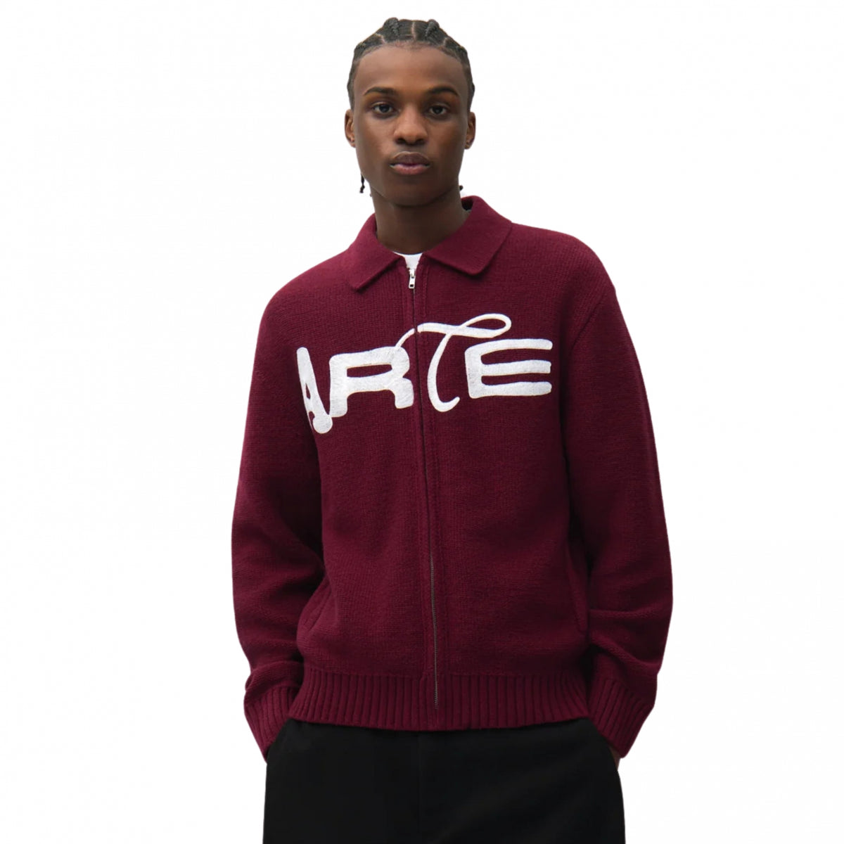 Cardigan Arte Stencil Zip Cardigan BORDEAUX