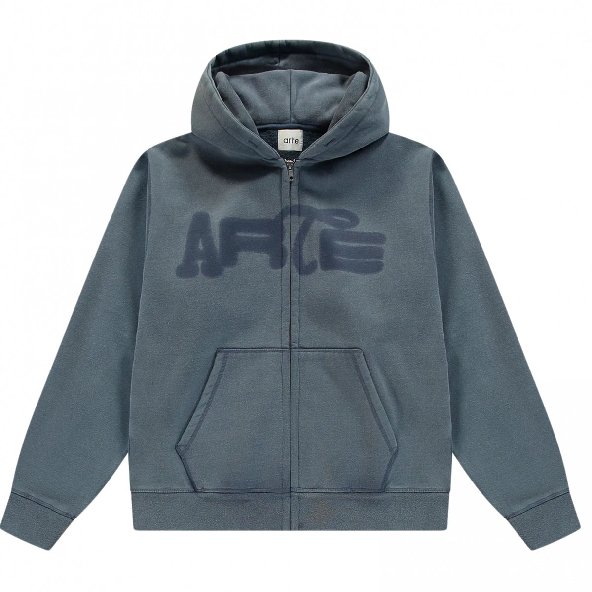 Felpa Arte Stencil Sunfade Zip Hoodie BLU NAVY