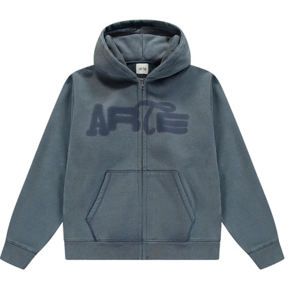 Felpa Arte Stencil Sunfade Zip Hoodie BLU NAVY