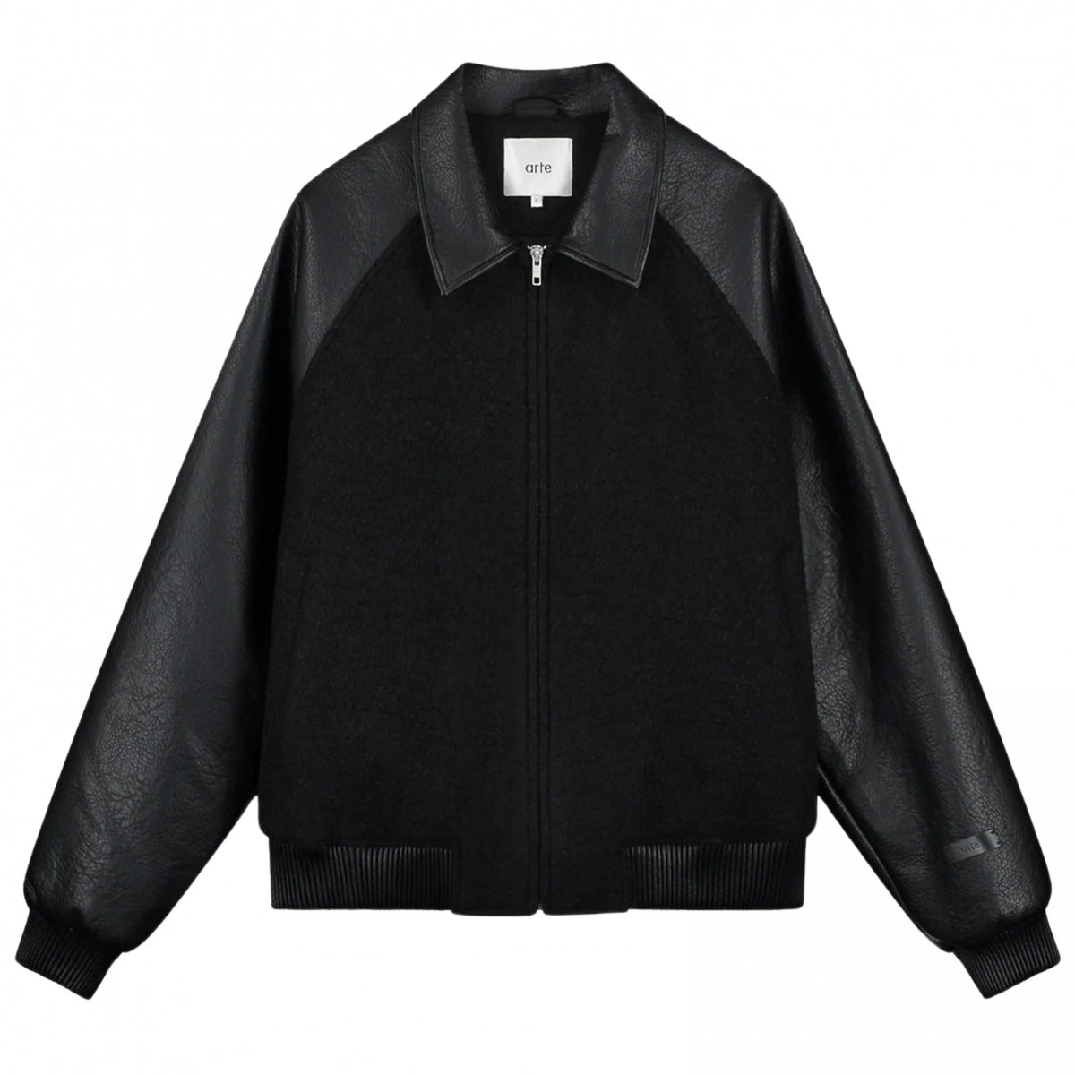 Giacca Arte Leather Varsity Jacket NERO