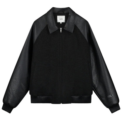 Giacca Arte Leather Varsity Jacket NERO
