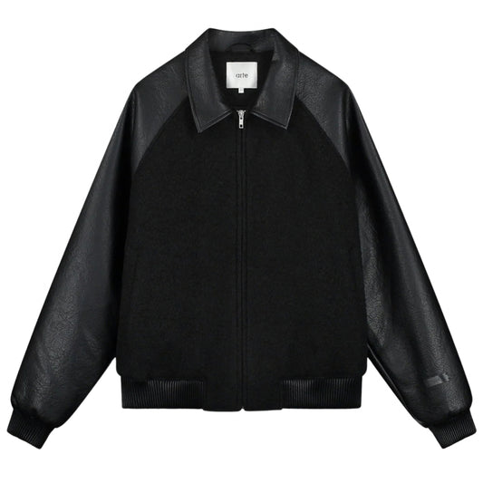 Giacca Arte Leather Varsity Jacket NERO