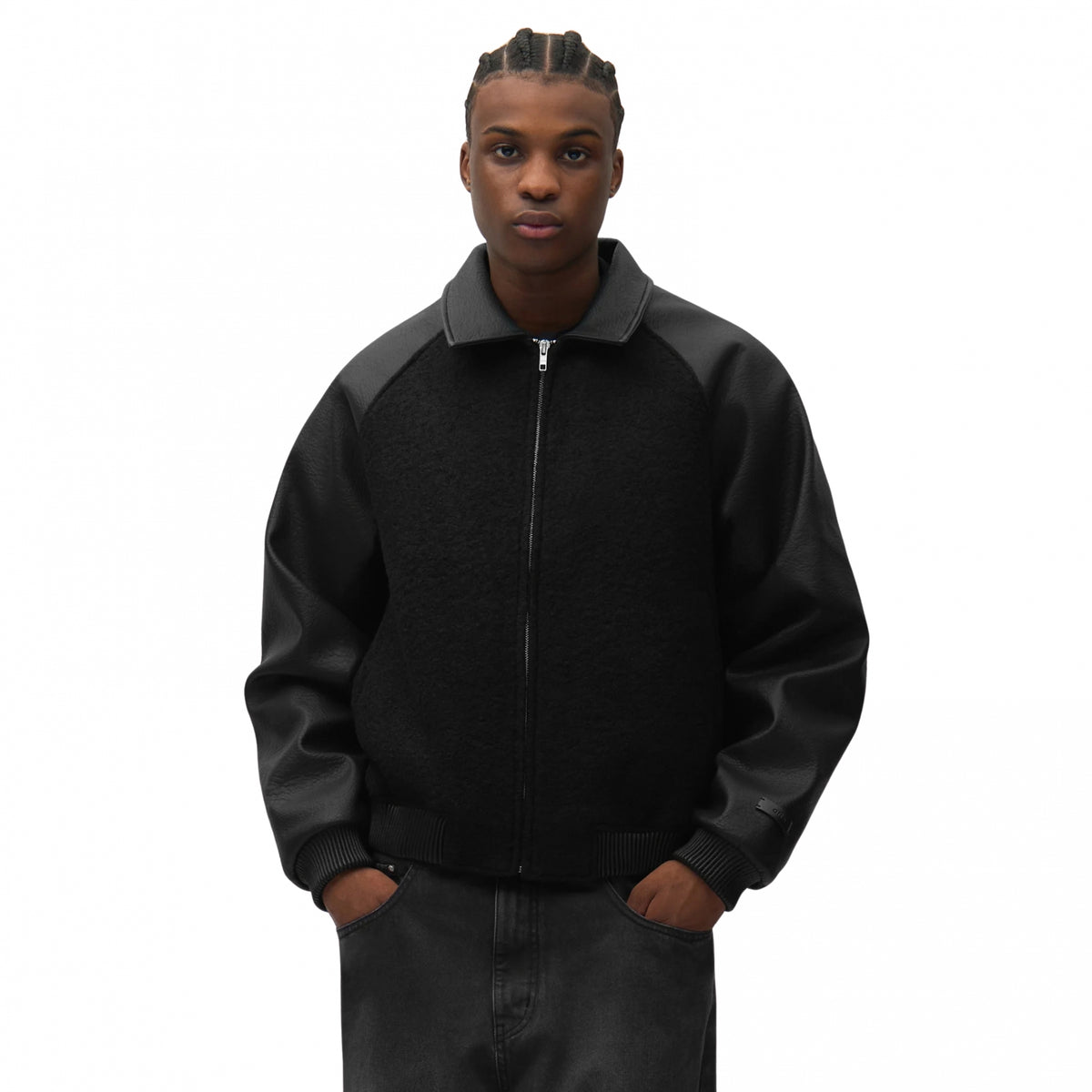 Giacca Arte Leather Varsity Jacket NERO