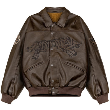 Grimey Wild One Washed PU Leather Jacket