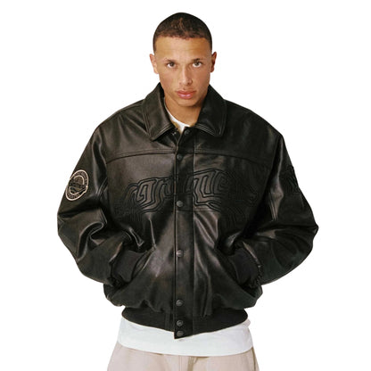 Grimey Wild One Washed PU Leather Jacket