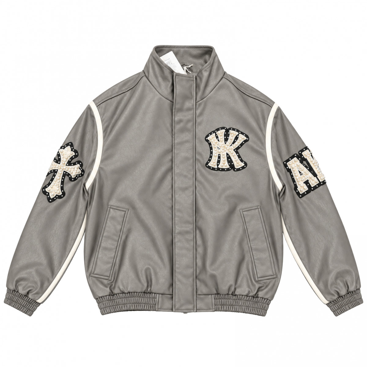 Giubbino Antykorpo Leather Jacket Patch and Pearls