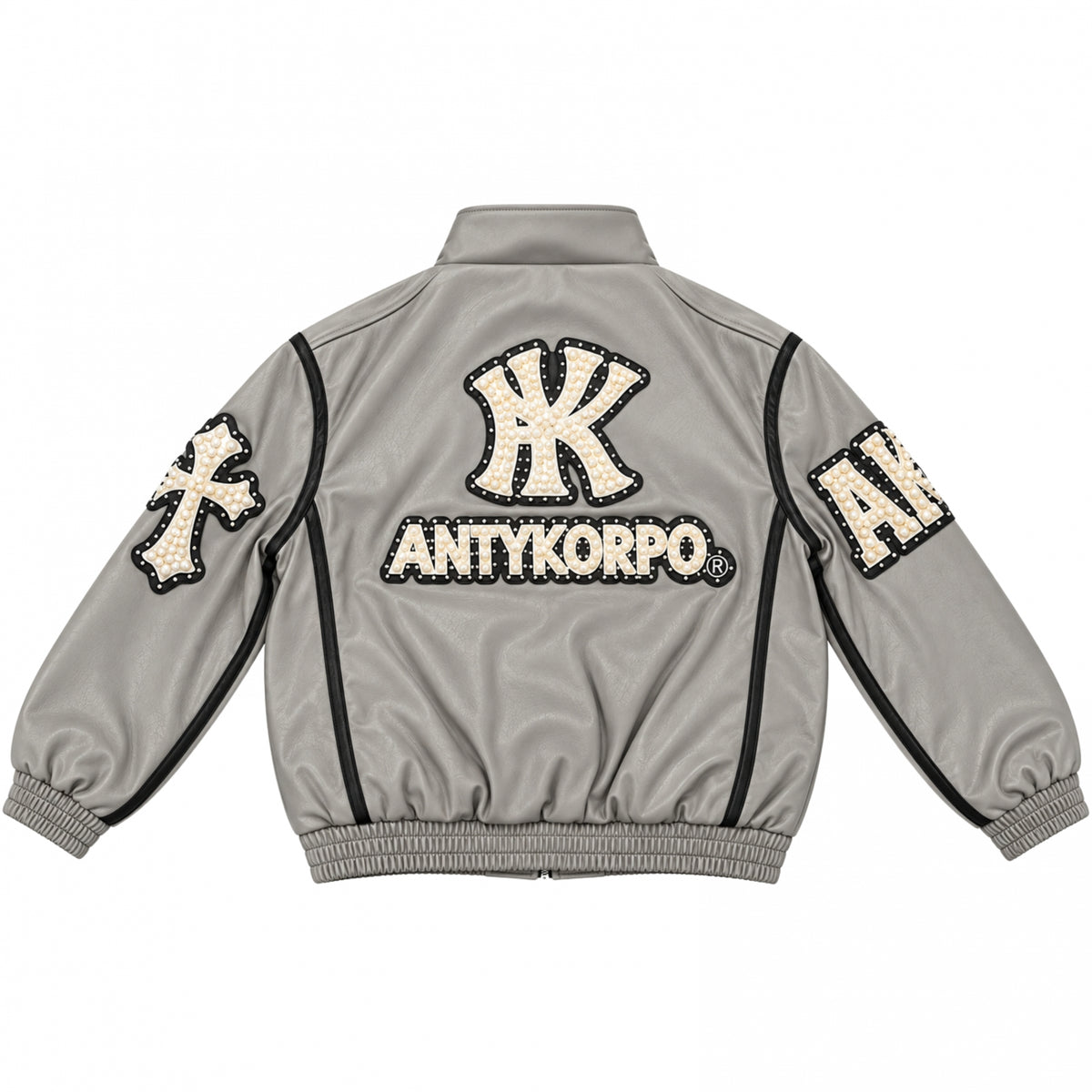 Giubbino Antykorpo Leather Jacket Patch and Pearls