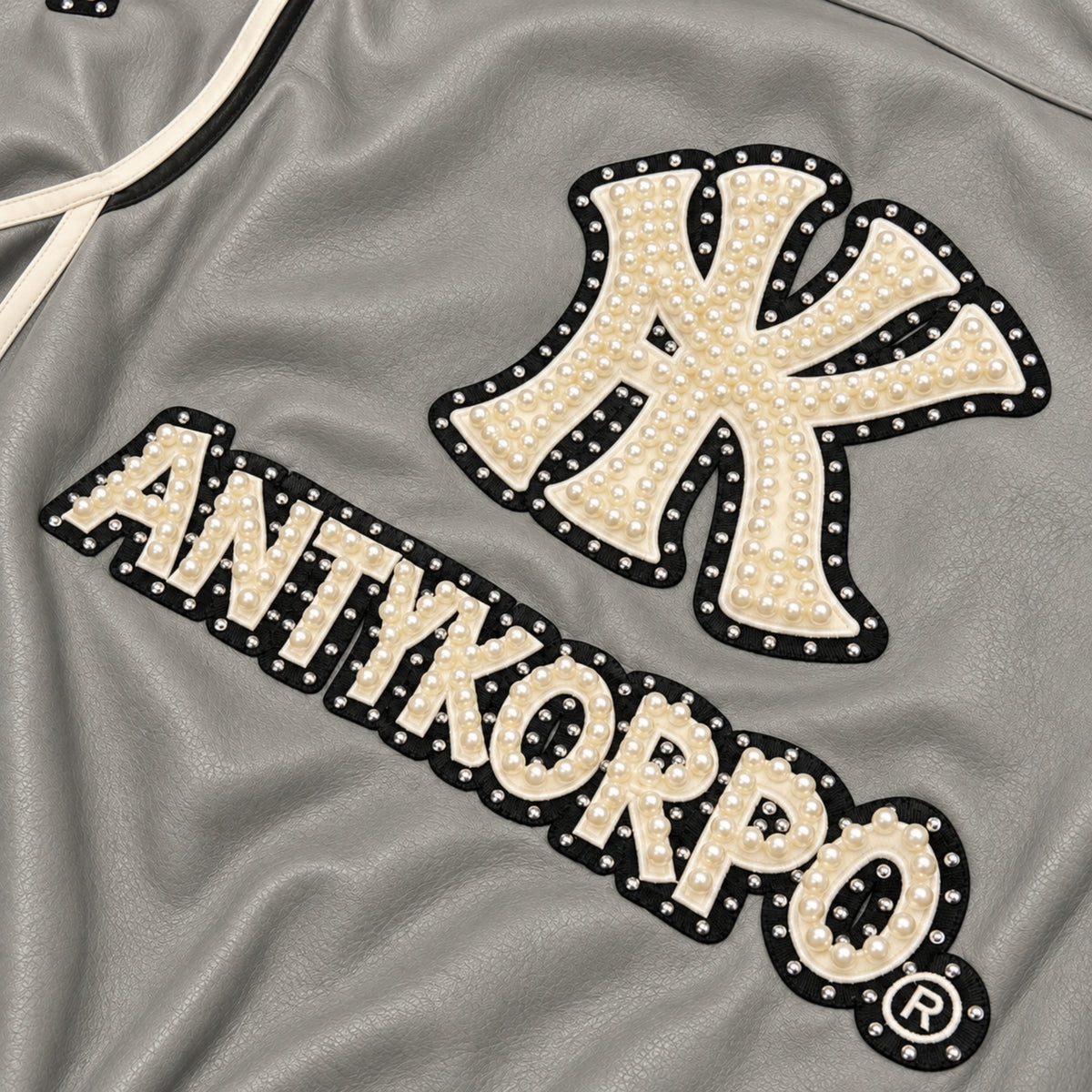 Giubbino Antykorpo Leather Jacket Patch and Pearls