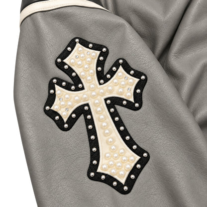 Giubbino Antykorpo Leather Jacket Patch and Pearls