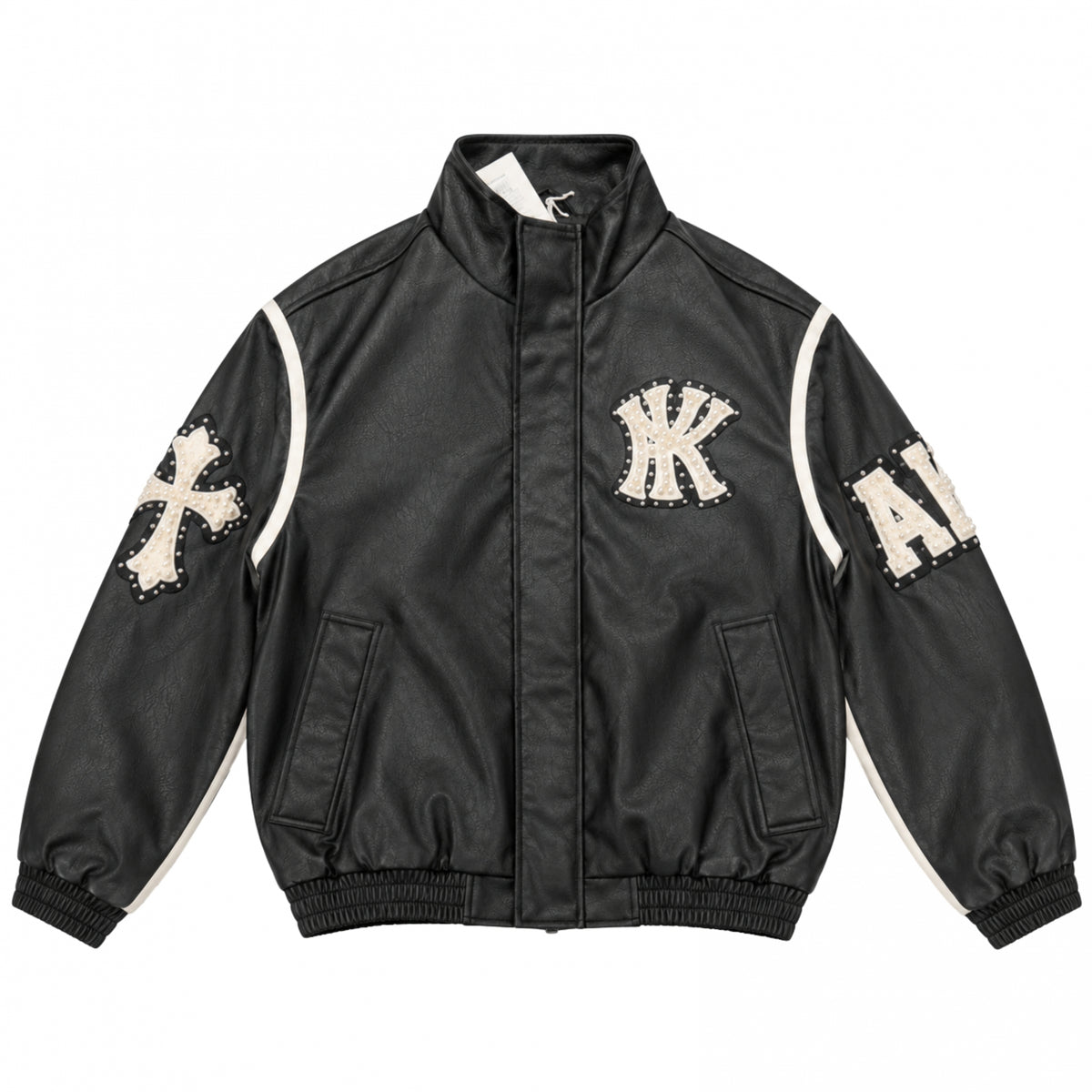 Giubbino Antykorpo Leather Jacket Patch and Pearls