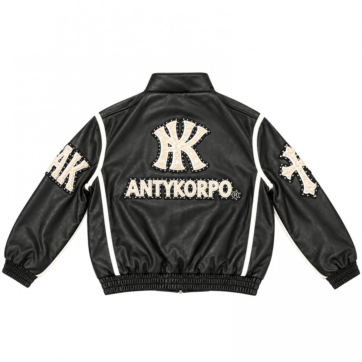 Giubbino Antykorpo Leather Jacket Patch and Pearls
