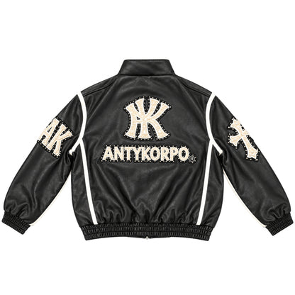 Giubbino Antykorpo Leather Jacket Patch and Pearls