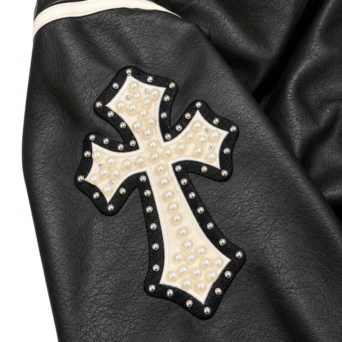 Giubbino Antykorpo Leather Jacket Patch and Pearls