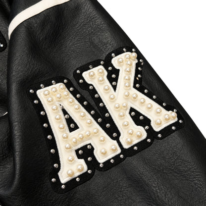 Giubbino Antykorpo Leather Jacket Patch and Pearls