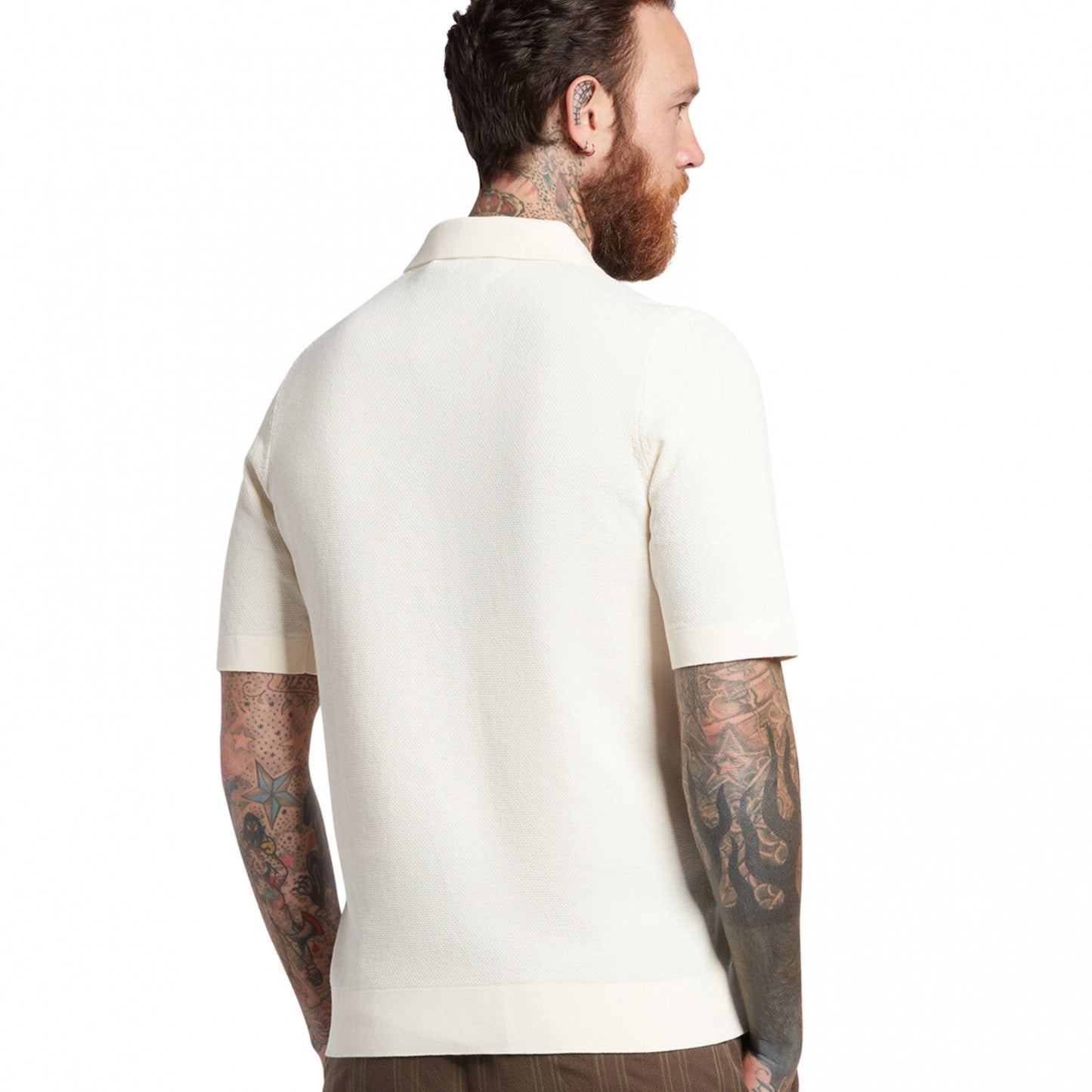 Textured Knitted Polo WHITE